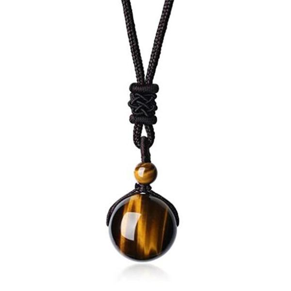 

pendant necklaces nature tiger eye stone pendants & for women natural beads weave men fashion rope chain jewelry, Silver