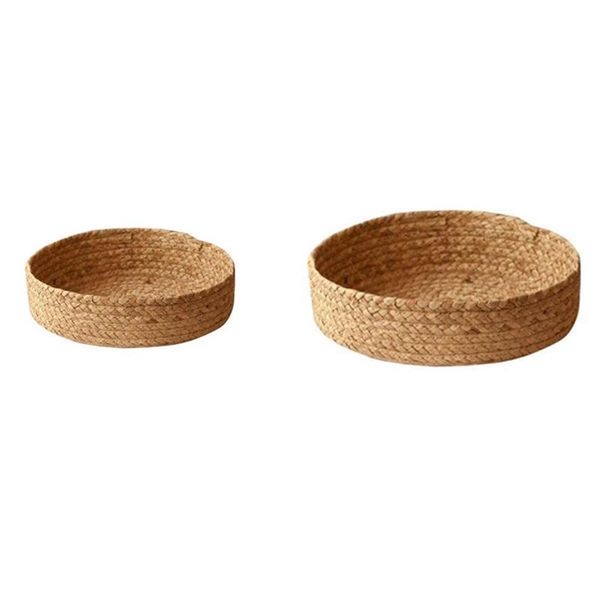 

storage baskets 2pcs straw basket fruit household bathroom tablesundries sorting