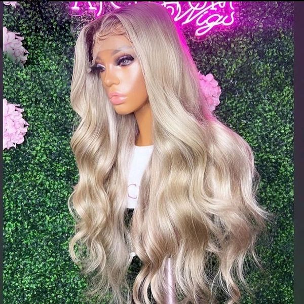 

ash grey blonde 613 13x6 transparent lace front human hair wig body wave laces fronts wigs bleached knots headband u part 200densit, Black