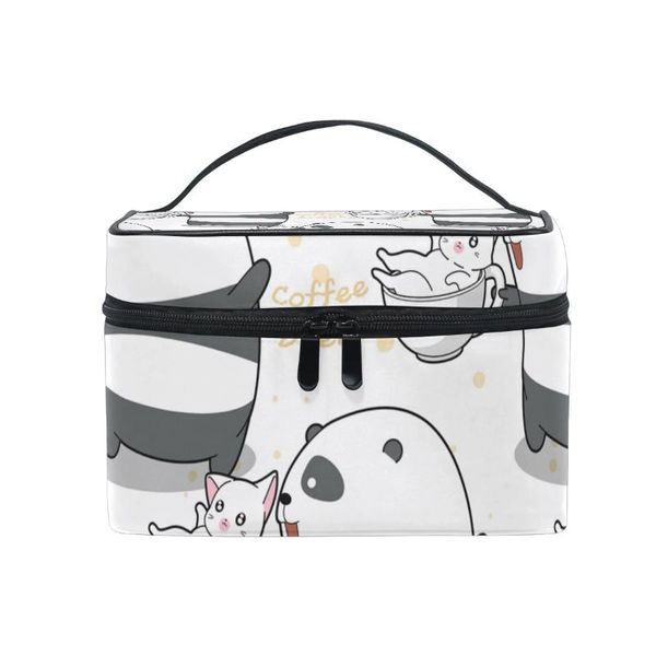 

fengju cosmetic bag portable travel organizer hanging toiletry case storage tote for girls woman animal cat