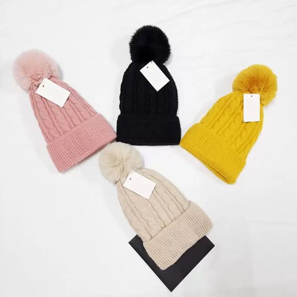 

Winter Beanies Warm Hats Man Travel Boy Adult Fur Ball Skullies Chapeu Caps Cotton Ski Cap Black Pink Hats Double Thickened Warmer Headgear, Tell your colors in order