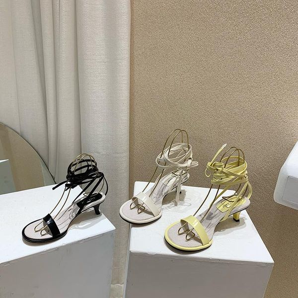 

dress shoes fashion women sandals round toe solid color ankle strap black beige yellow lace up thin high heels party pumps woman