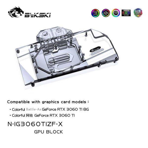 

bykski n-ig3060tizf-x pc water cooling gpu cooler video graphics card water block for colorful battle-ax rtx3060ti 8g