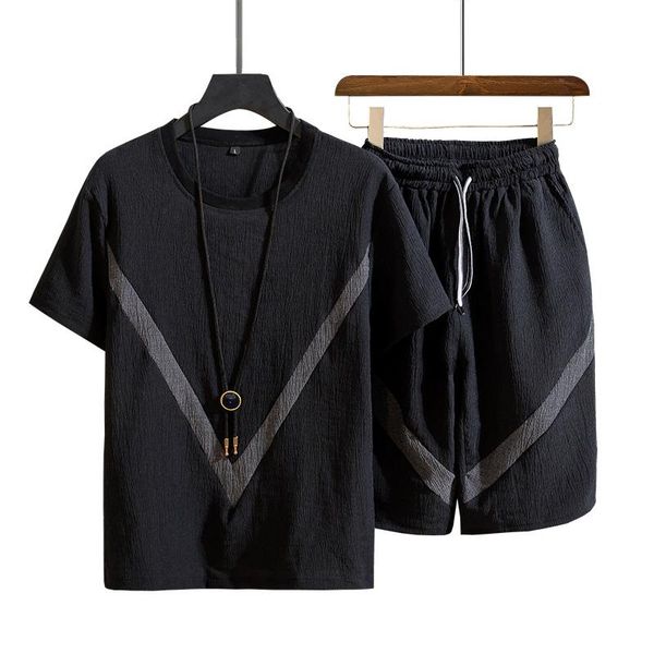 

new fashion short sleeve men tee shirt set mens t shirt + short pants men summer tracksuit casual o neck tee shirts nice, Gray