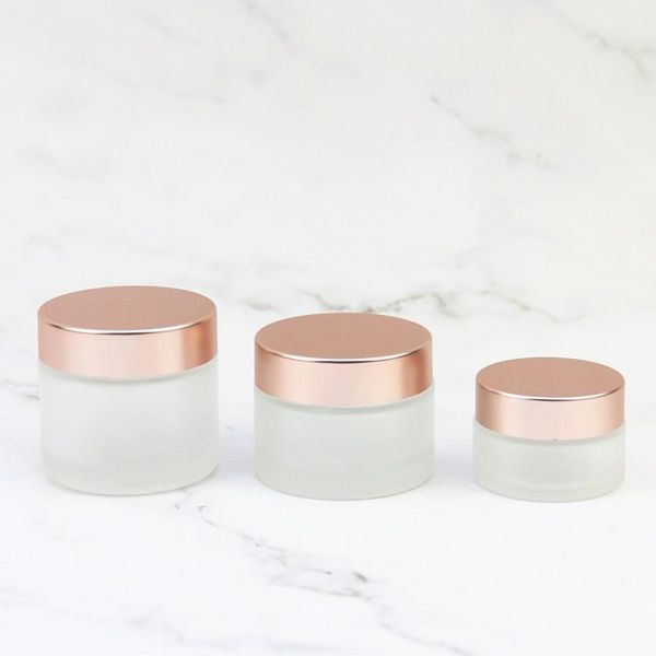 

storage bottles & jars skin care pink clear frosted glass cosmetic face cream container with rose gold lid 5g 10g 15g 30g 50g 100g