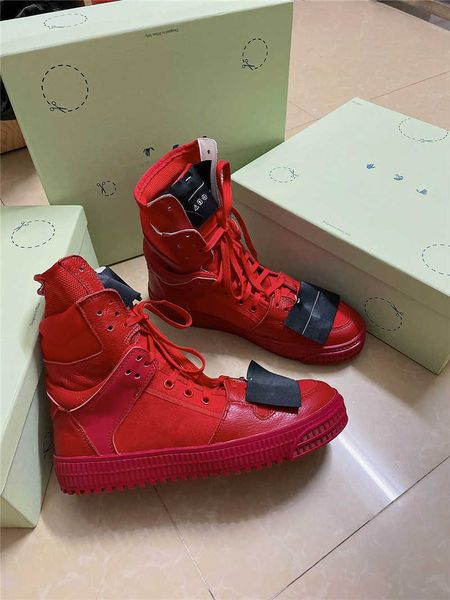 

2022 luxury designer off dress shoes 17aw industrial belt hi 41 leather white red sneaker sneakers with original box, Black