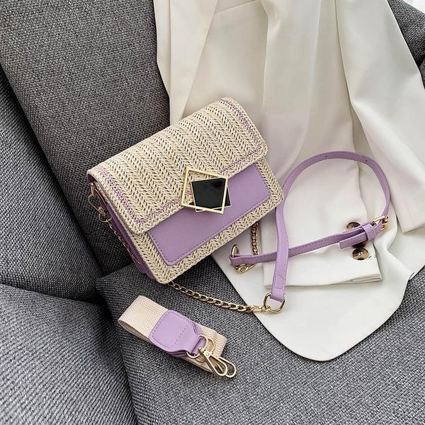 

cross body women summer bali rattan bags square buckle straw bag handmade woven beach crossbody bohemia wicker fashion handbags