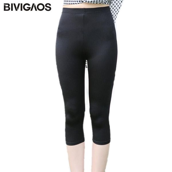 

women's leggings black vertical striped glossy cropped women mid calf workout legging spandex leggins pencil pants legins tayt
