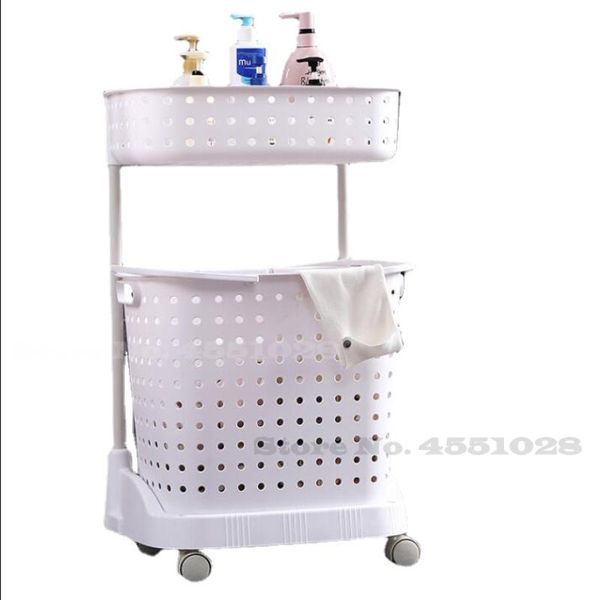 

storage baskets nordic 2 layer bathroom laundry basket with wheels durable plastic dirty clothes rack seperate