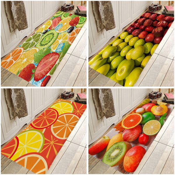 Obst Apfel Orange Kiwi Druckmuster Küche Eingangstürmatte Anti-Rutsch-Bodenteppich Badezimmerbereich Flur Kostenloser Versand 210301