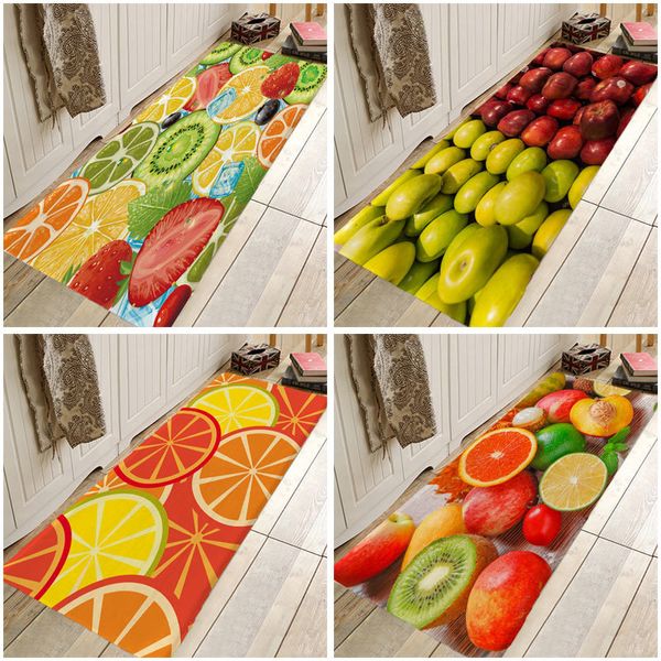 Fruit Apple Orange Kiwi Printing Photo Pattern Кухонная входная дверь коврик против скольжения напольный коврик для ванной комнаты прихожей бесплатная доставка 210301