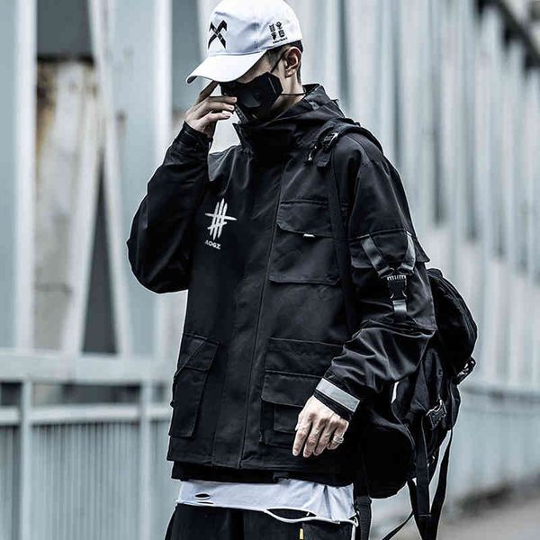 

techwear streetwear black et for men fashion waterproof windbreaker