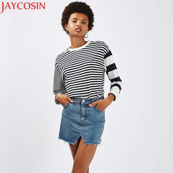 

skirts jaycosin klv jeans skirt women's high waist women casual a-line denim distressed bodycon short jean skirt40, Black