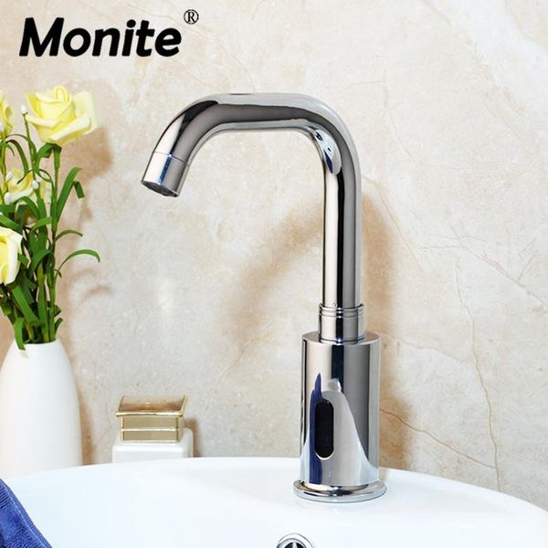 

bathroom sink faucets monite solid brass automatic touch sensor water saving inductive electric power mixer taps