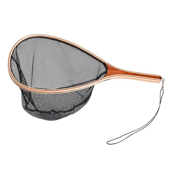 

fishing net soft nylon rubber mesh landing net with safety clip & rope