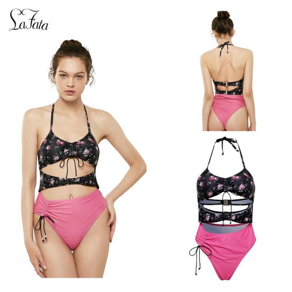 

one-piece suits lafata women's stay young flower swimsuit beach swimwear