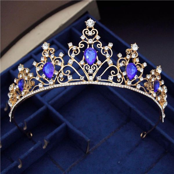 

hair clips & barrettes vintage crystal bridal crown headdress princess headbands bride wedding dress accessories prom diadem tiaras head jew, Golden;silver