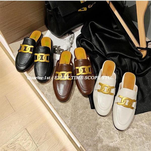 

slippers outdoor summer flat mules closed toe women's half, Black