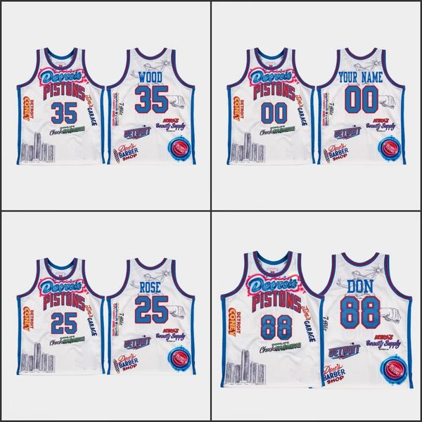 

detroitpistonsmen ' don ' derrick rose christian wood custom big sean x limited edition jersey, Black