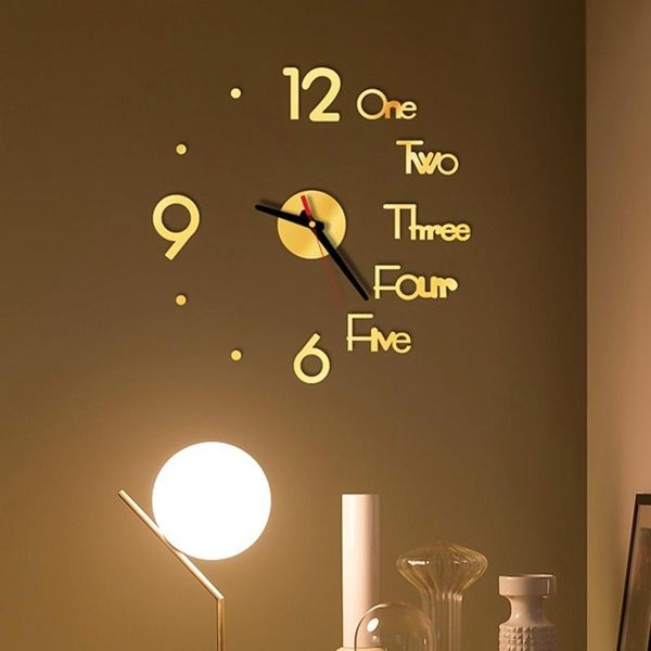 

a nordic style 3d wall clock silent wall sticker clock home living room modern design acrylic mirror decoration