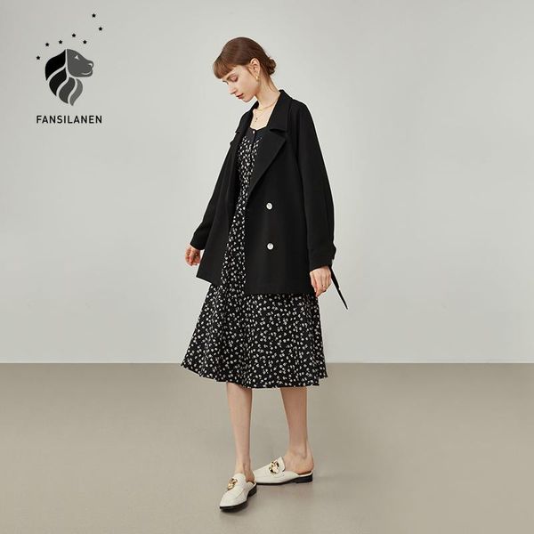 

casual dresses fansilanen dress women french square collar autumn vintage floral high waist skirt long sleeve stitching, Black;gray