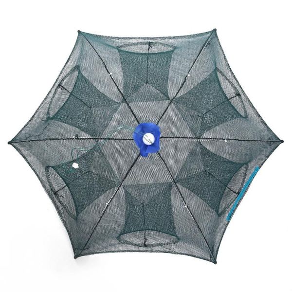 

2021 6 hole folded fish net portable automatic fishing shrimp trap fishing net