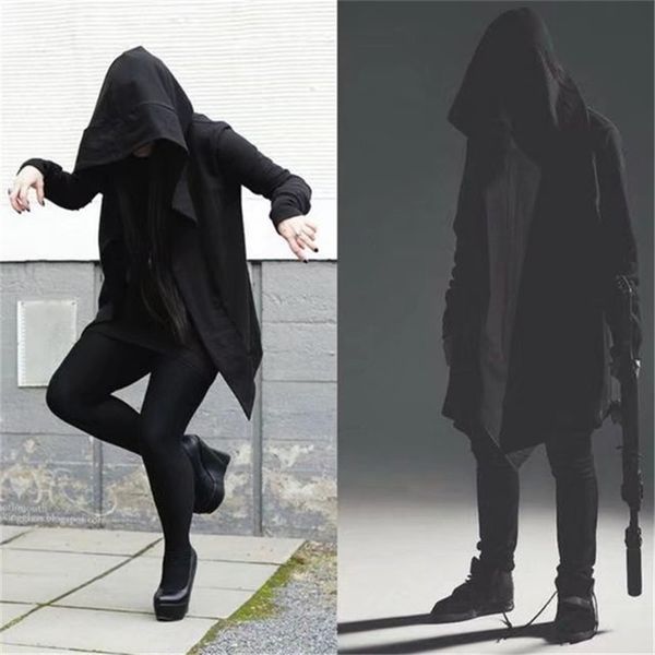 

medium length men's sweater dark black is the same wizard hoodie hip hop coat cape