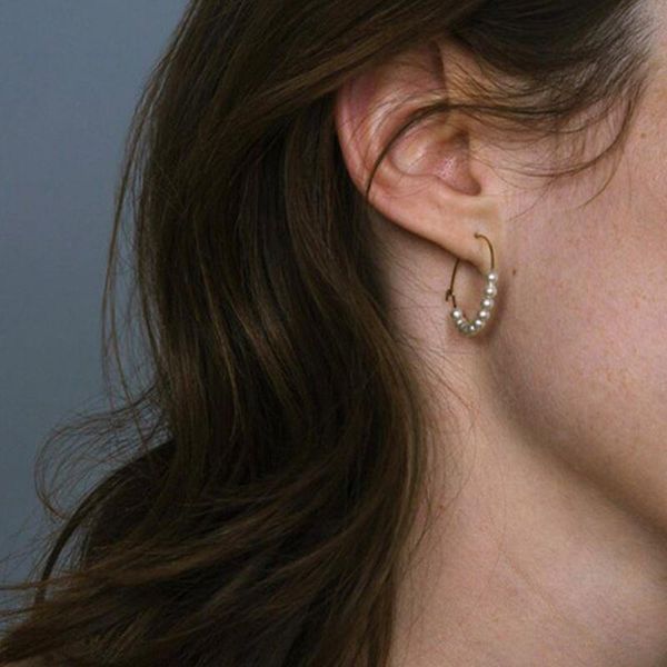 

hoop & huggie pearl dangle earring for women aesthetic bohemia charm accessories fashion girls studs french elegant retro earrings jewelry, Golden;silver