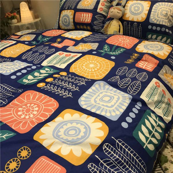 

california garden blue four piece set simple nordic single double bedclothes quilt cover sheet student three