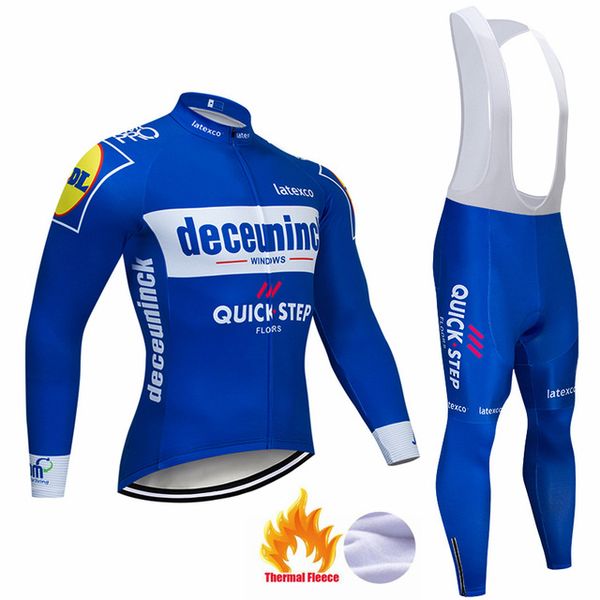 

2021 pro team quick step cycling jersey 9d bib set belgium bike clothing mens winter thermal fleece bicycle clothes cycling wear, Black;blue