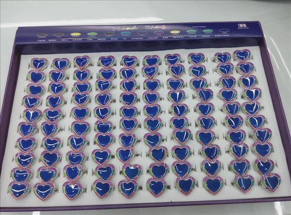 

heart luminous mood ring emotion color changing adjustable rings 100pcs/lot, Silver