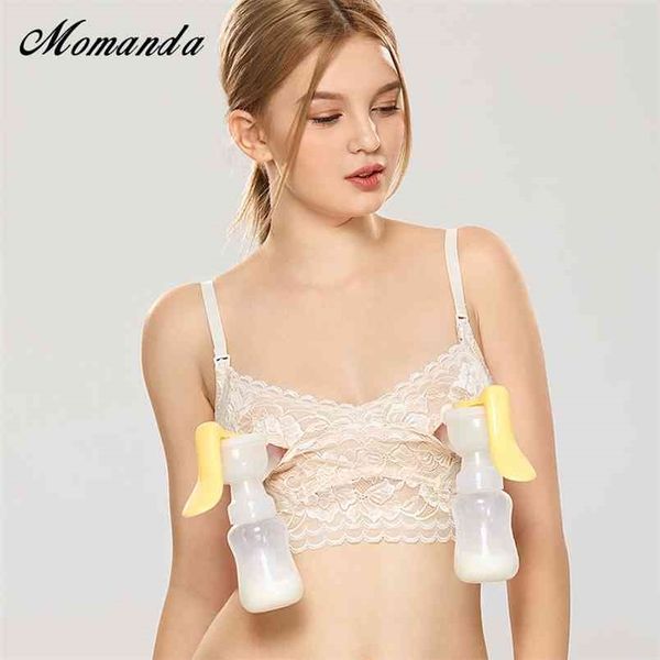 

momanda women's underwire lace nursing hands-pumping bra 210918, White