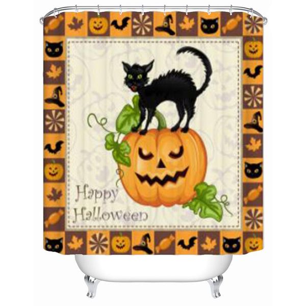 

shower curtains happy halloweem curtain pumpkin elf and witch design fabric bathroom set with hooks home decor