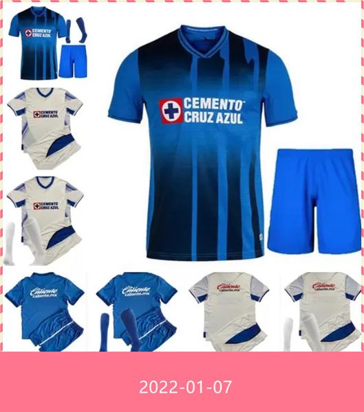 

liga mx 2021 2022 cruz azul soccer jerseys special version campeones rodriguez pineda alvarado romo 21 22 men+kids kits sock full sets footb, Black;yellow