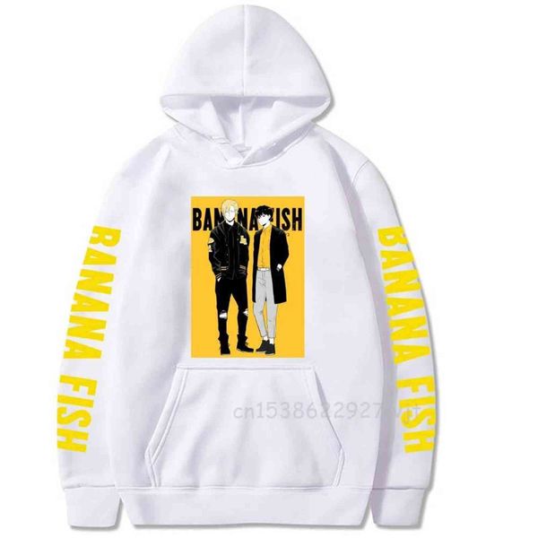 

banana fish hoodie fashion pullovers with pockets long sleeve male and female hooded pullover christmas streetwear y1118, Black