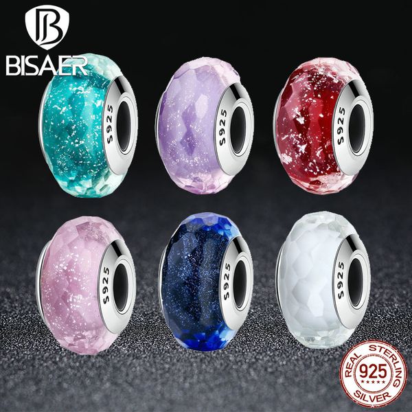 Atacado 925 prata Murano Glass Beads Contas Europeias para Mulheres Charms Fit Pan Braceletes Prata DIY Jóias Fazendo HSZ031 Q0531