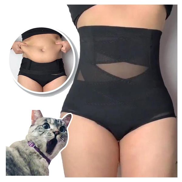 

women's shapers 2pcs women high waist trainer body shaper panties tummy belly control slimming shapewear girdle underwear, Black;white