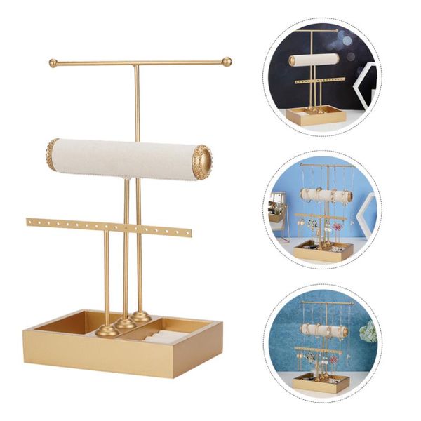

storage boxes & bins 1pc creative jewelry rack stand showing (golden)