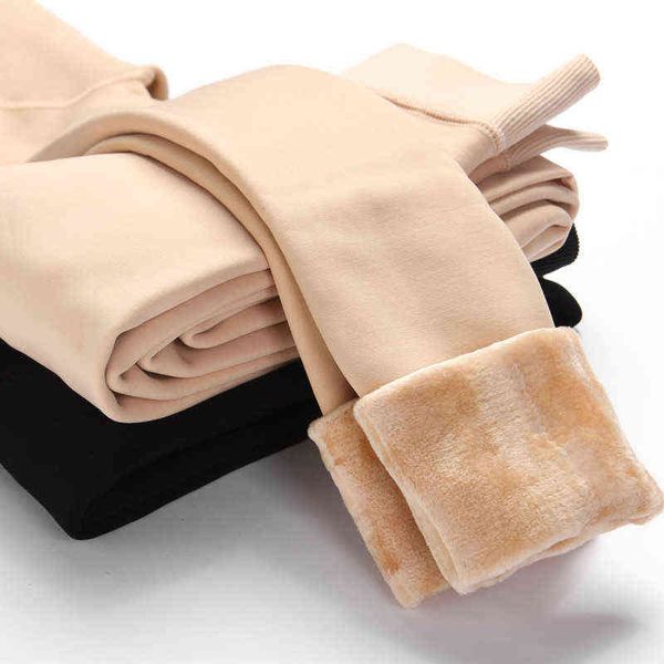 

women's leggings autumn winter nylon single-layer plush thickened leggings, bare legs, color and warmth integrated pants, foot artifact, Black