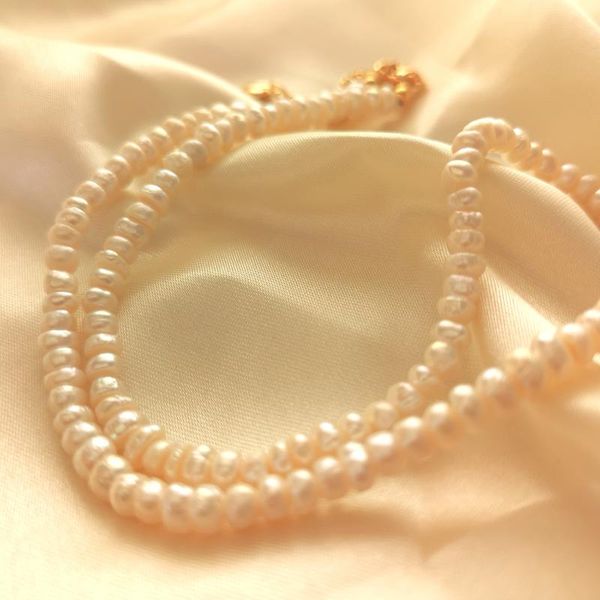 

chokers natural freshwater pearl necklace vintage baroque jewelry for women, Golden;silver