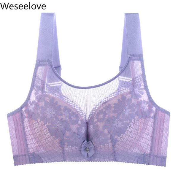 

bras weseelove underwear plus large size underwire bralette lace women's bra intimates deep v brassiere b c d cup b21-4, Red;black