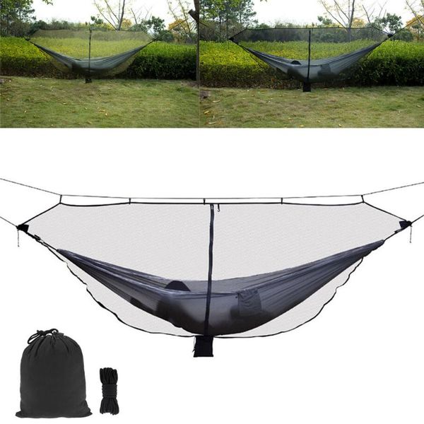

1-2 person outdoor mosquito net parachute hammock camping hanging sleeping bed swing portable double chair hamac army green