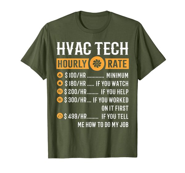 

Funny HVAC Tech Gifts - HVAC Tech Hourly Rate T-Shirt, Mainly pictures
