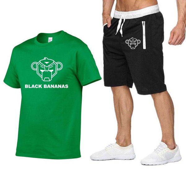 

men's t-shirts t-shirt short sleeve + pants two-piece sports suit fashion brand track jogging high-quality cotton, White;black