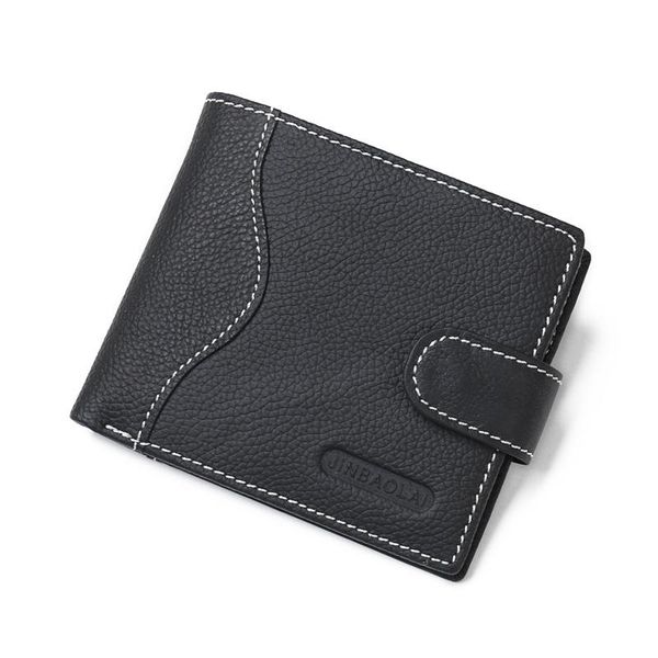 

wallets 2021 fashion men wallet business fold purse genuine leather coin with card holder, Red;black