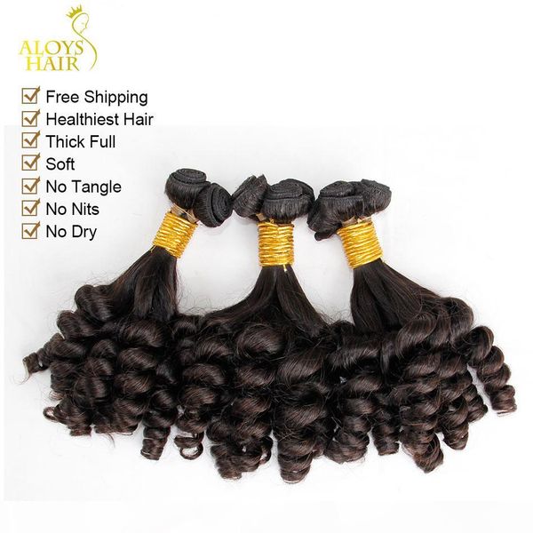 

3pcs lot unprocessed raw virgin mongolian aunty funmi curly hair nigerian style bouncy spiral romance curls 100% human hair extensions, Black