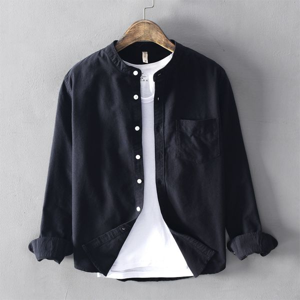 

2021 new oxford pure cotton brand casual for men long sleeve black shirt mens fashion comfortable shirts overhemd sgys, White;black