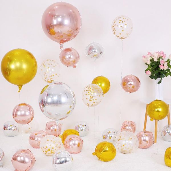 

party decoration 4d 22 inches 360 degree round metallic helium silver sphere foil balloons big balloon decorations birthday supplies