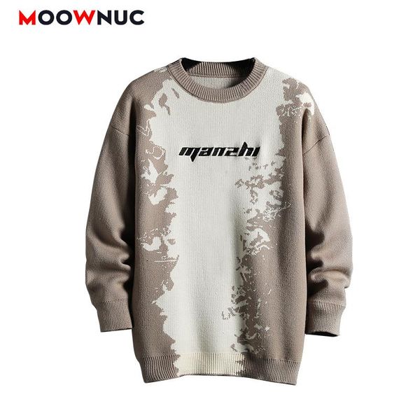 

men's sweaters autumn fashion 6xl 7xl casual coat pullover printed long sleeves spring winter thick slim warm male brand moownuc, White;black