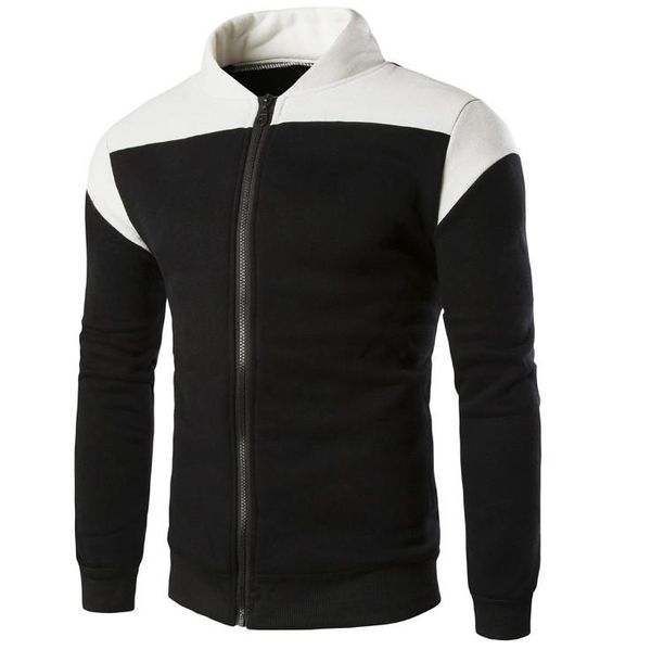 

men's jackets autumn male jacket england style stand slim fit men and coats fashion patckwork casual zippers sportswear black grey, Black;brown
